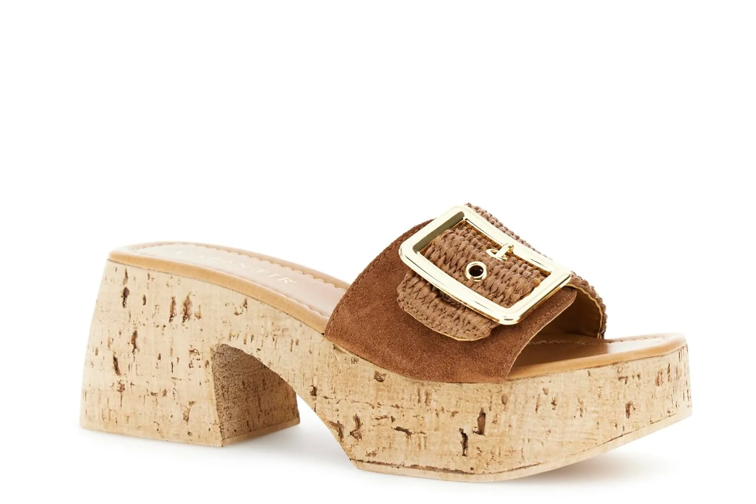 CafèNoir Ciabatta Pelle Scamosciata Raffia Donna 39 tacco 7 cm