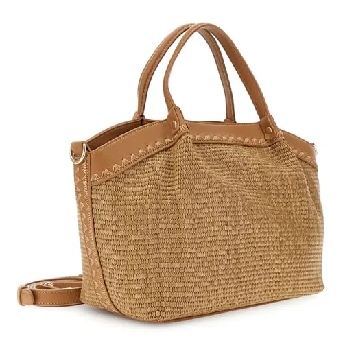 CafèNoir Pannello Frontale borsa a mano nocciola effetto rafia