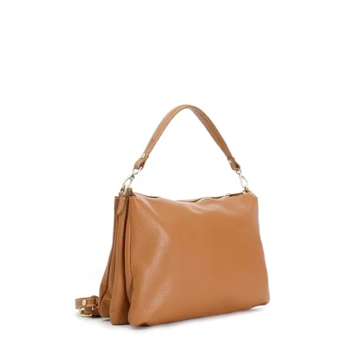 CafèNoir Borsa a Spalla Pelle Dollaro Cuoio 3 Scomparti