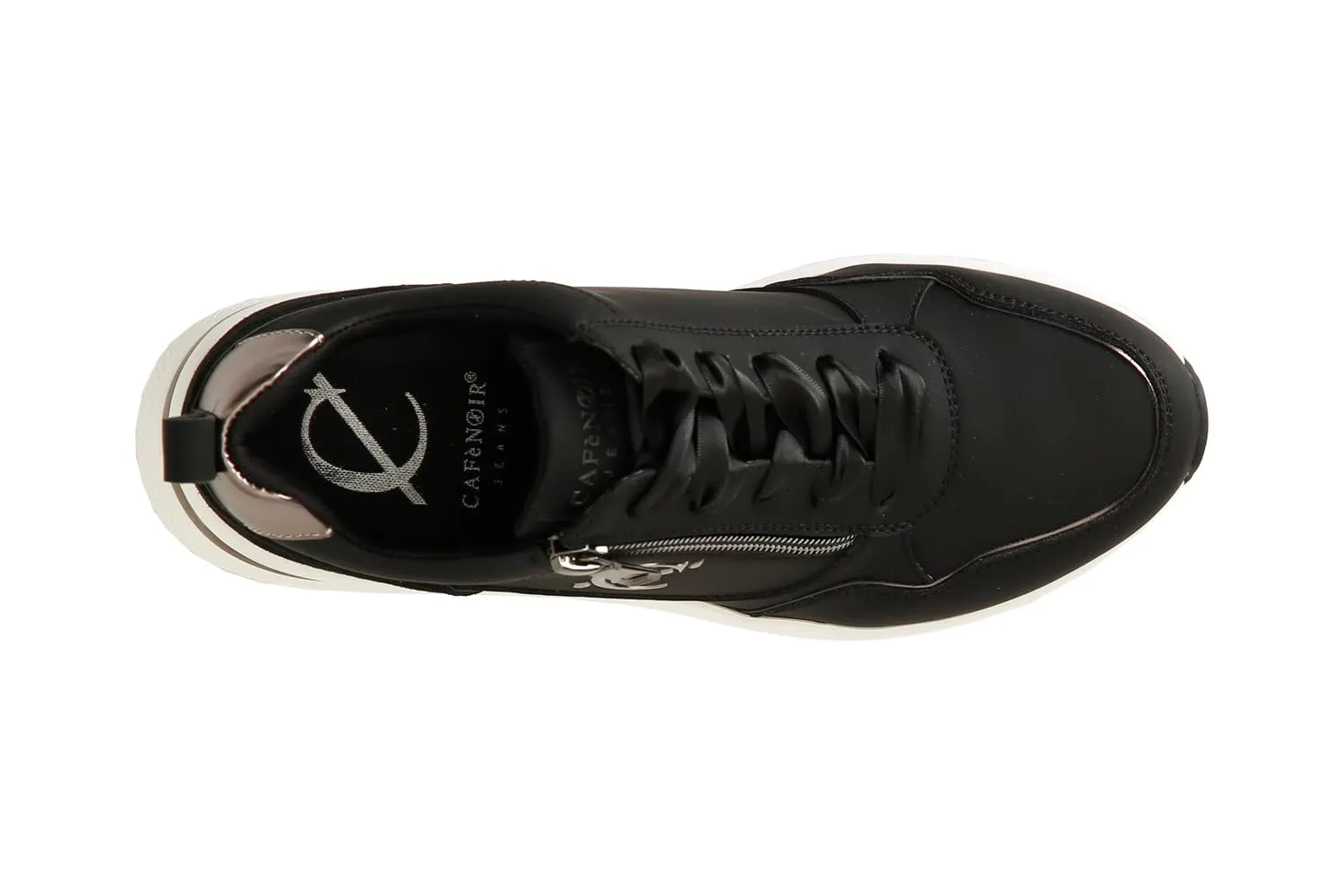 CafèNoir Running Donna in Pelle Nero Zip Laterale