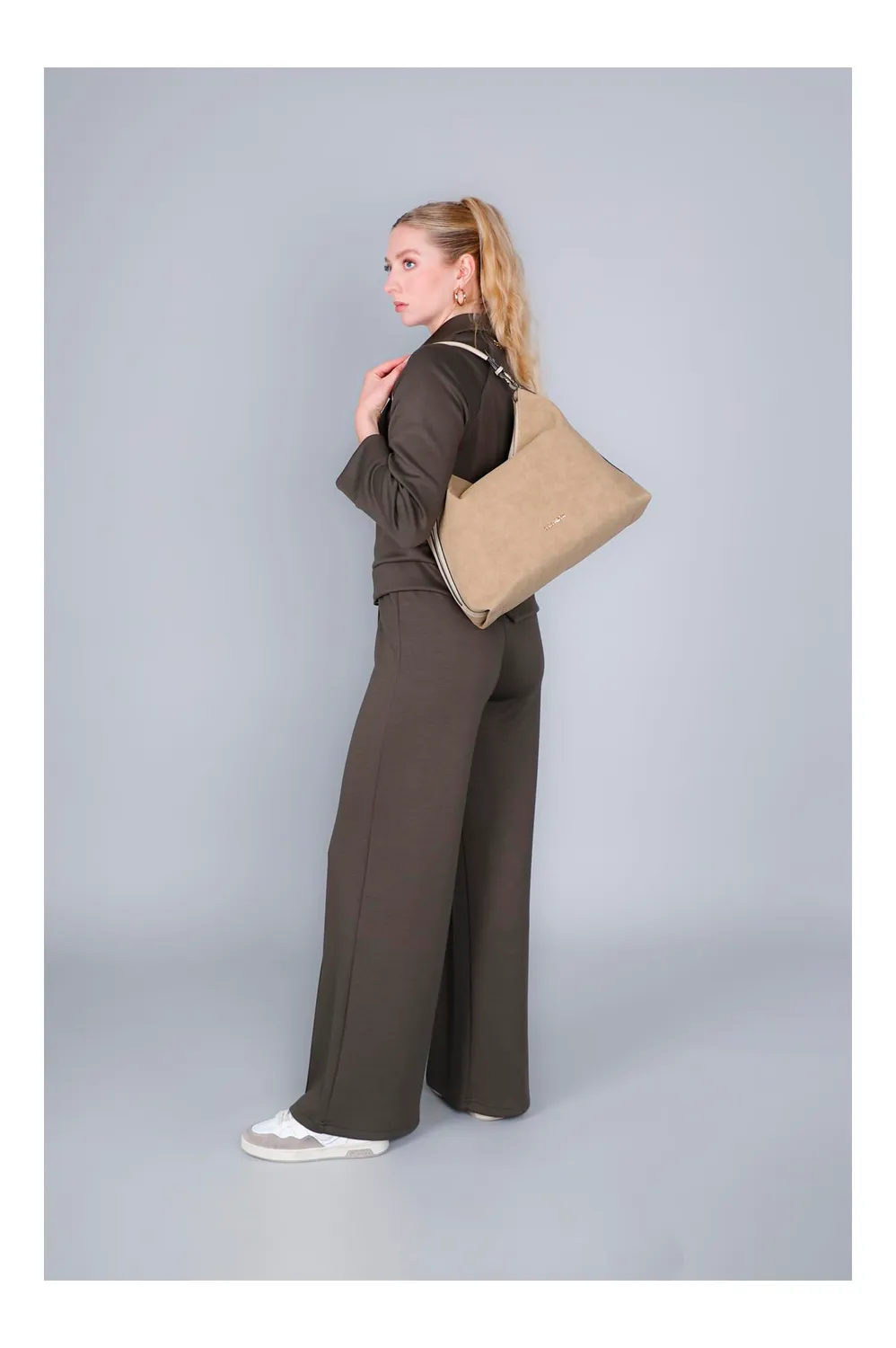 CafèNoir Sacca Morbida Borsa Beige Effetto Suede