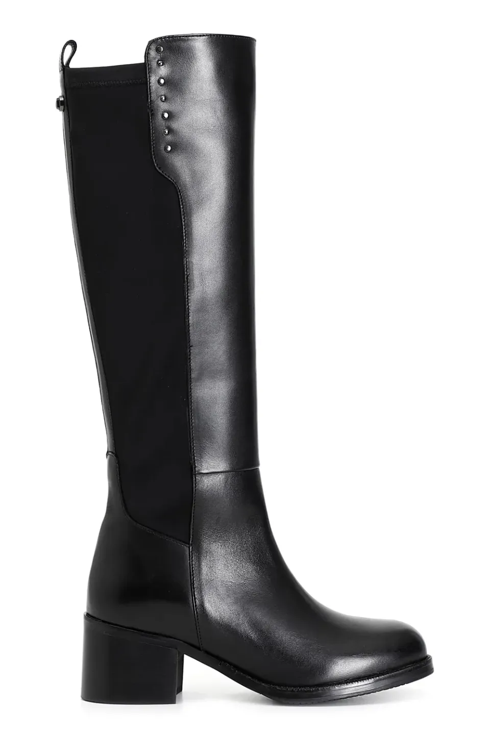CafèNoir Stivale Donna Pelle Stretch Nero Borchie 50mm