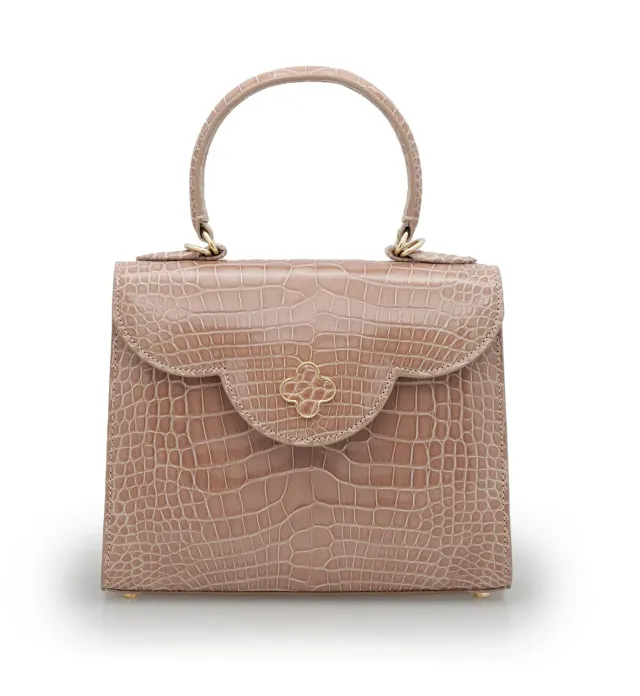 Cardinal Milano First Lady Borsa Mano Alligatore Rosa Tea