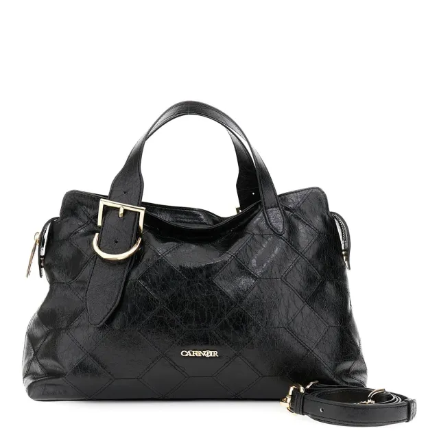 CafèNoir Borsa a Mano Metallizzata Ricamata Nera