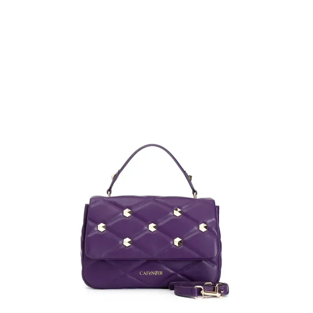 CafèNoir borsa media viola borchie esagonali