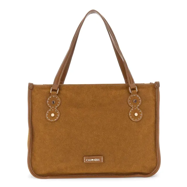 CafèNoir Shopping Camoscio borsa marrone borchie