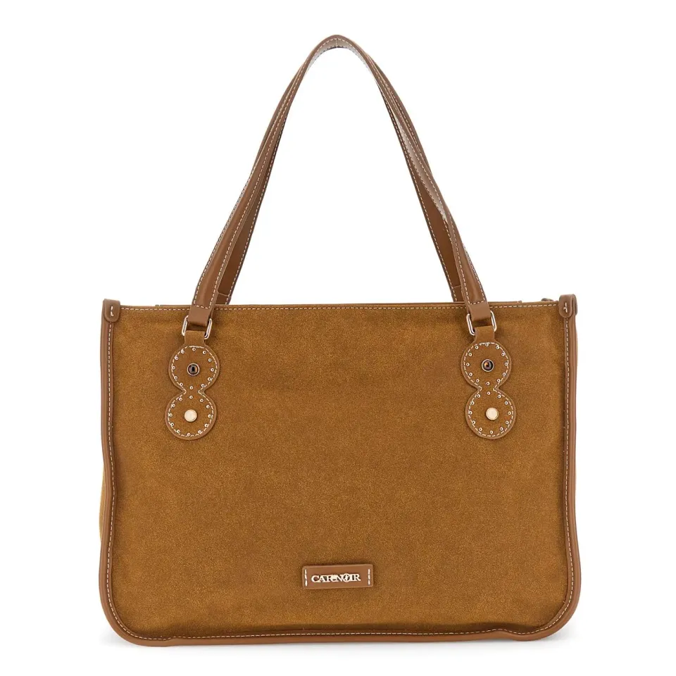 CafèNoir Shopping Camoscio borsa marrone borchie