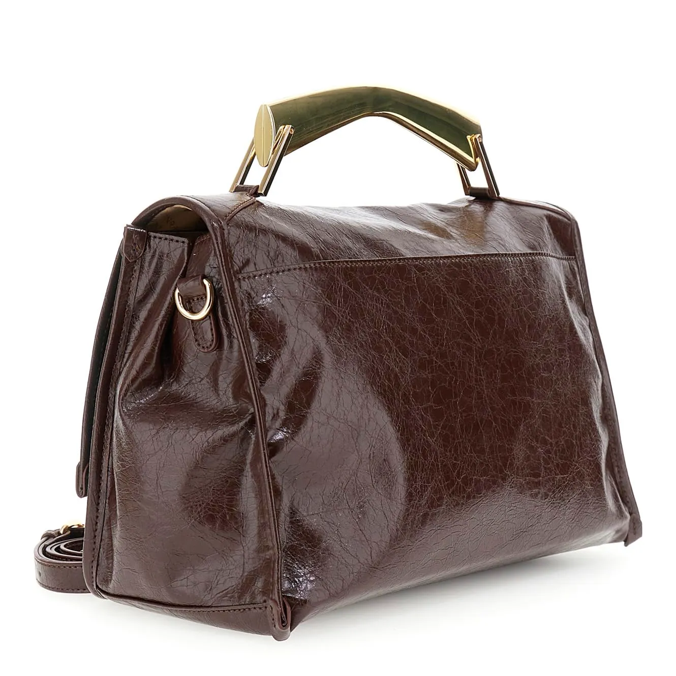 CafèNoir Borsa a Mano Lucida Burgundy con Pattina