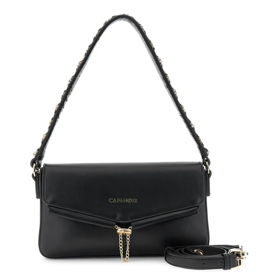 CafèNoir Borsa a Spalla Nera Coulisse con Catenina