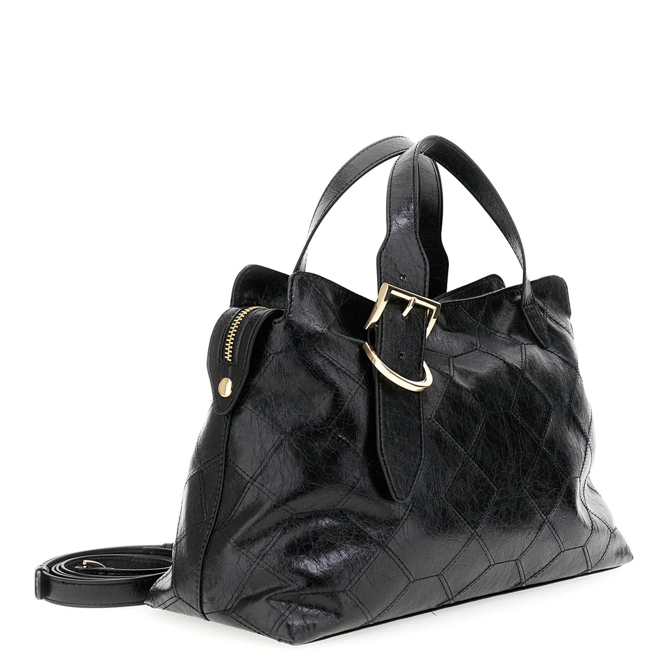 CafèNoir Borsa a Mano Metallizzata Ricamata Nera