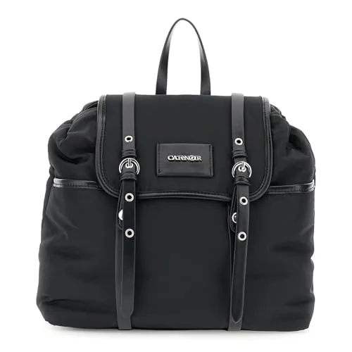 CafèNoir Zaino nylon nero fibbie 29 cm