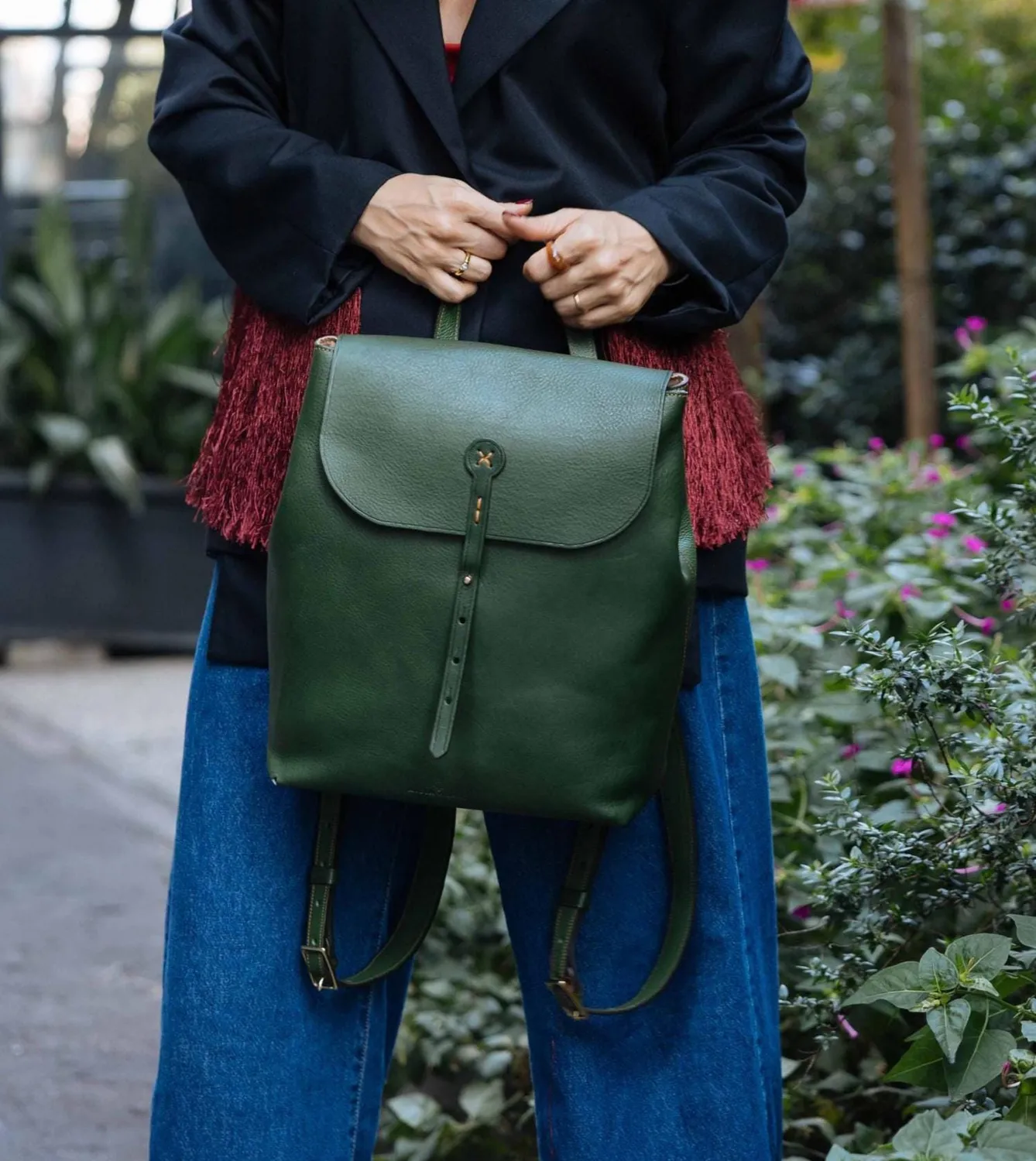 Aigin Milano Backpack zaino naturale pieno fiore ottone