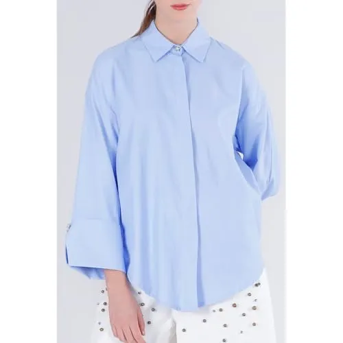 CafèNoir Oxford Camicia Donna Celeste Cotone Gioiello