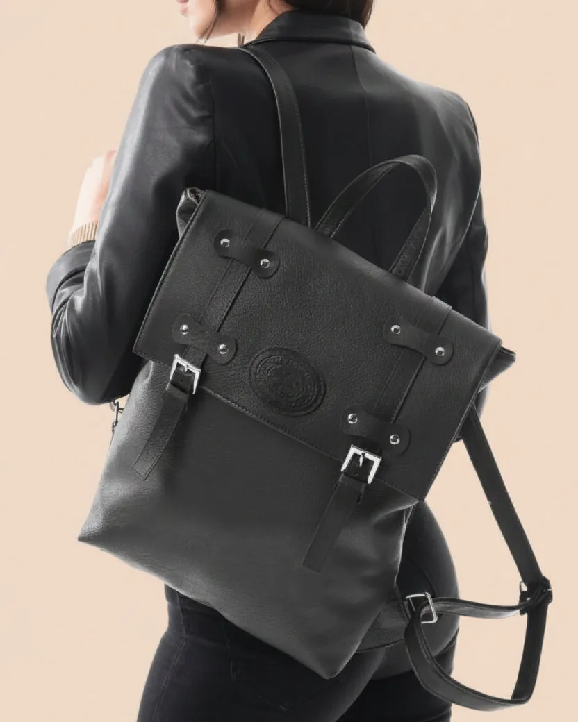 Figus U Zaino Pelle Nero Metallo Stile University