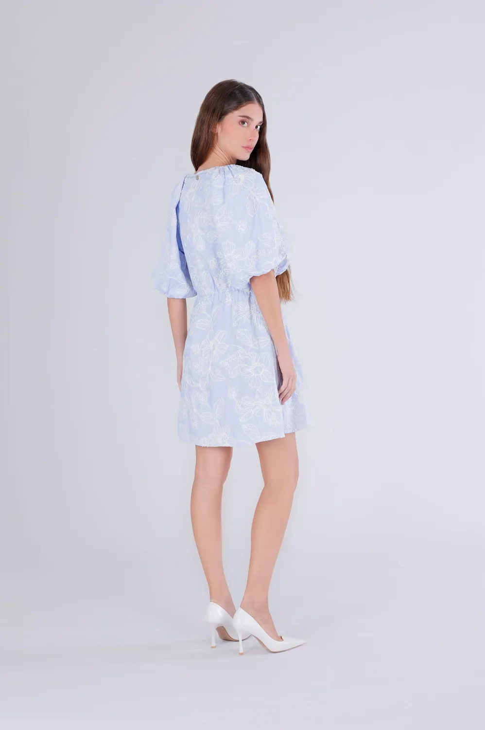 CafèNoir Abito Popeline vestito donna rigato celeste cotone