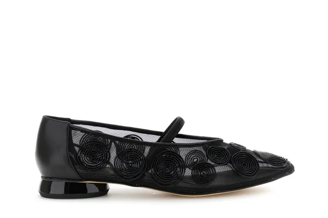 CafèNoir Ballerine Ricamo Cornely Donna Nere Mesh