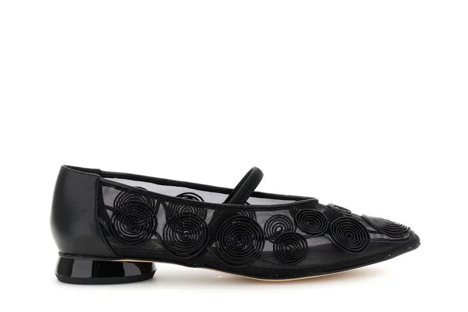 CafèNoir Ballerine Ricamo Cornely Donna Nere Mesh