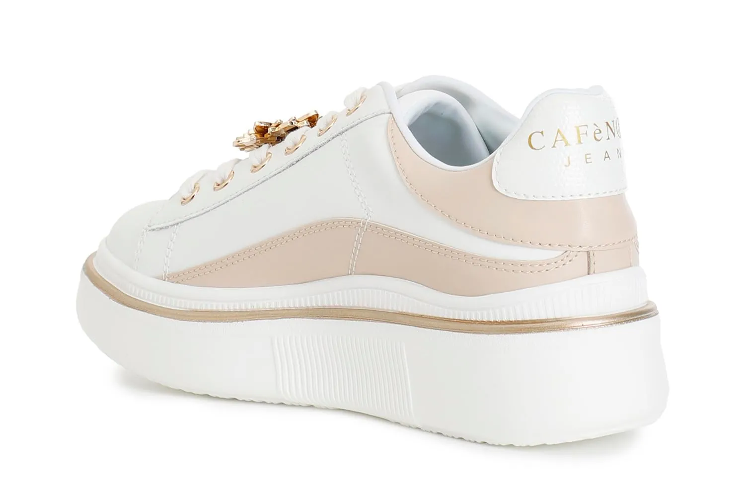 CafèNoir Sneakers Donna Pelle Plateau 3 cm Accessorio