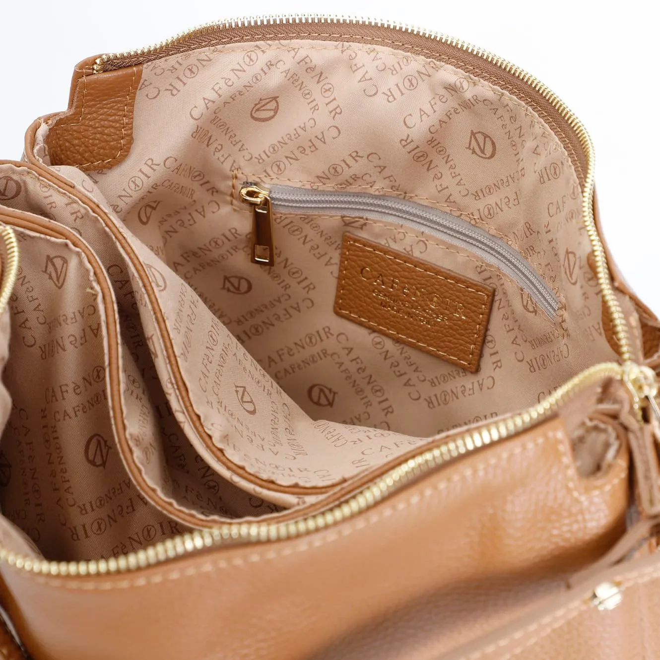 CafèNoir Borsa a Spalla Pelle Dollaro Cuoio 3 Scomparti