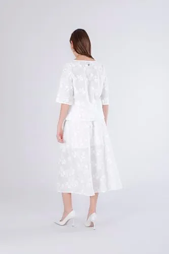 CafèNoir Blusa Mussola Ricamata Donna off White balza