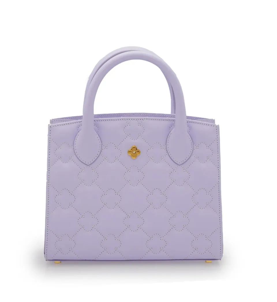 Cardinal Milano Tote Small borsa vitello lilla trapuntato