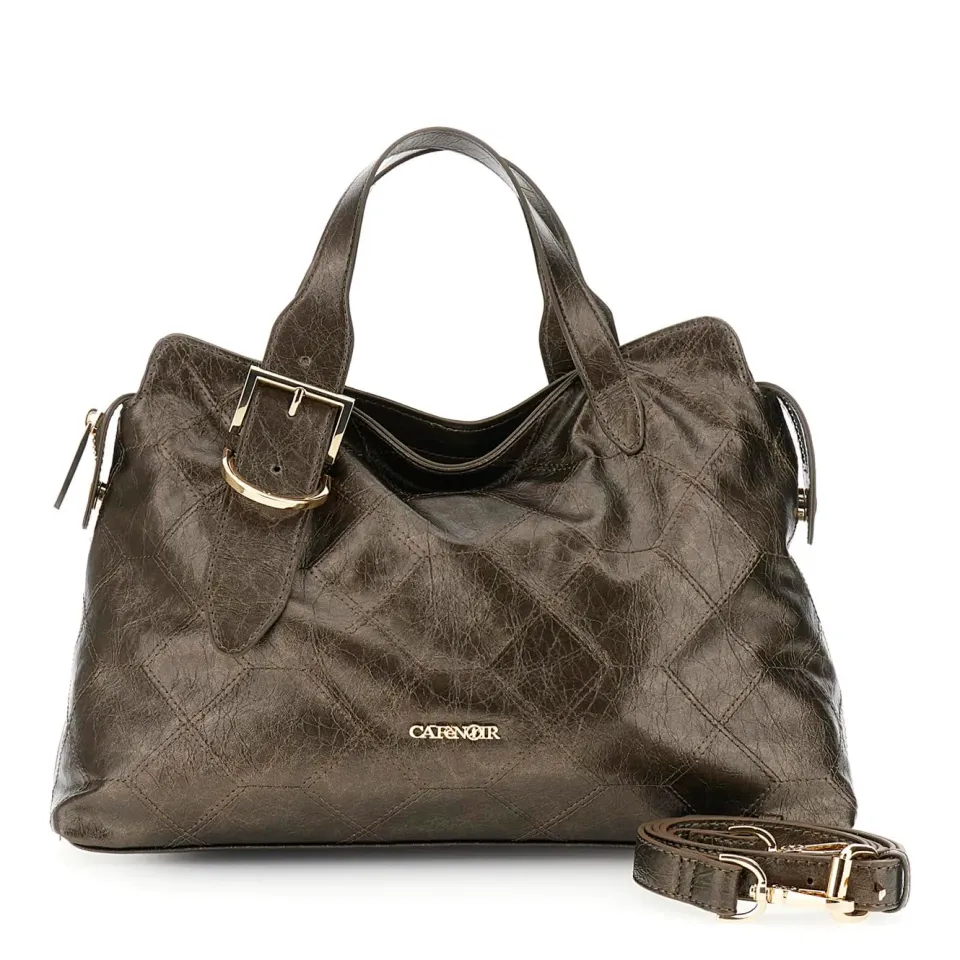 CafèNoir Ricamo Geometrico borsa a mano bronzo metallizzata