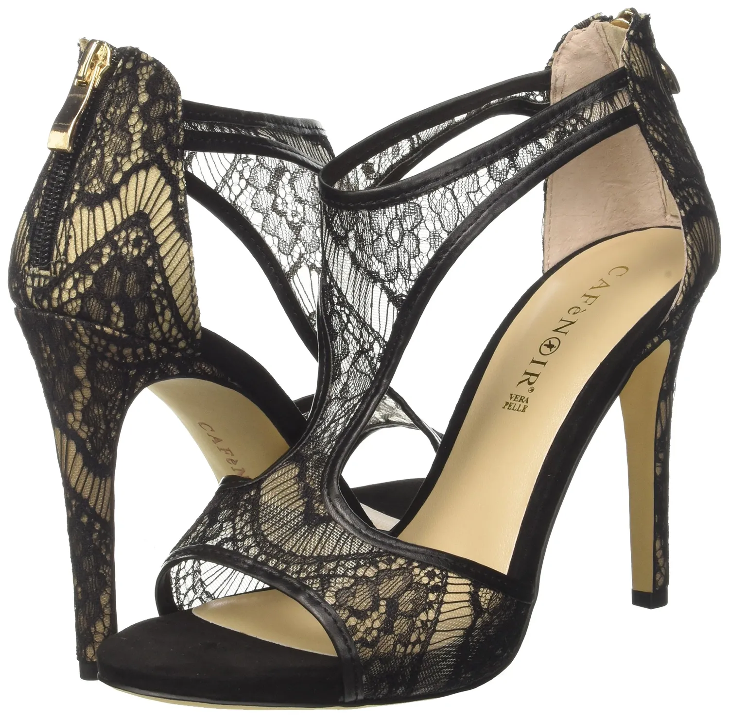 CafèNoir KNB911 Sandali pizzo tacco 105 microfibra
