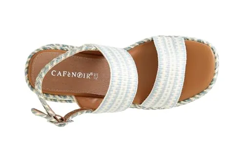 CafèNoir Sandali Zeppa Tessuto Bianco Celeste 39