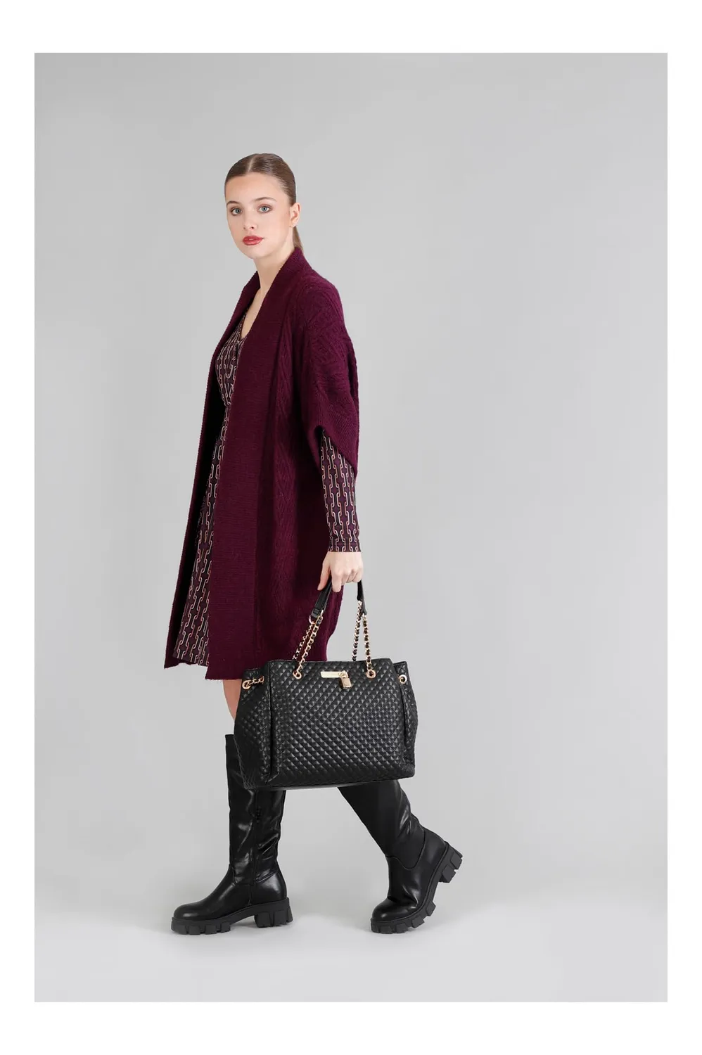 CafèNoir Shopping Donna Trapuntata Nera Catena Lucchetto