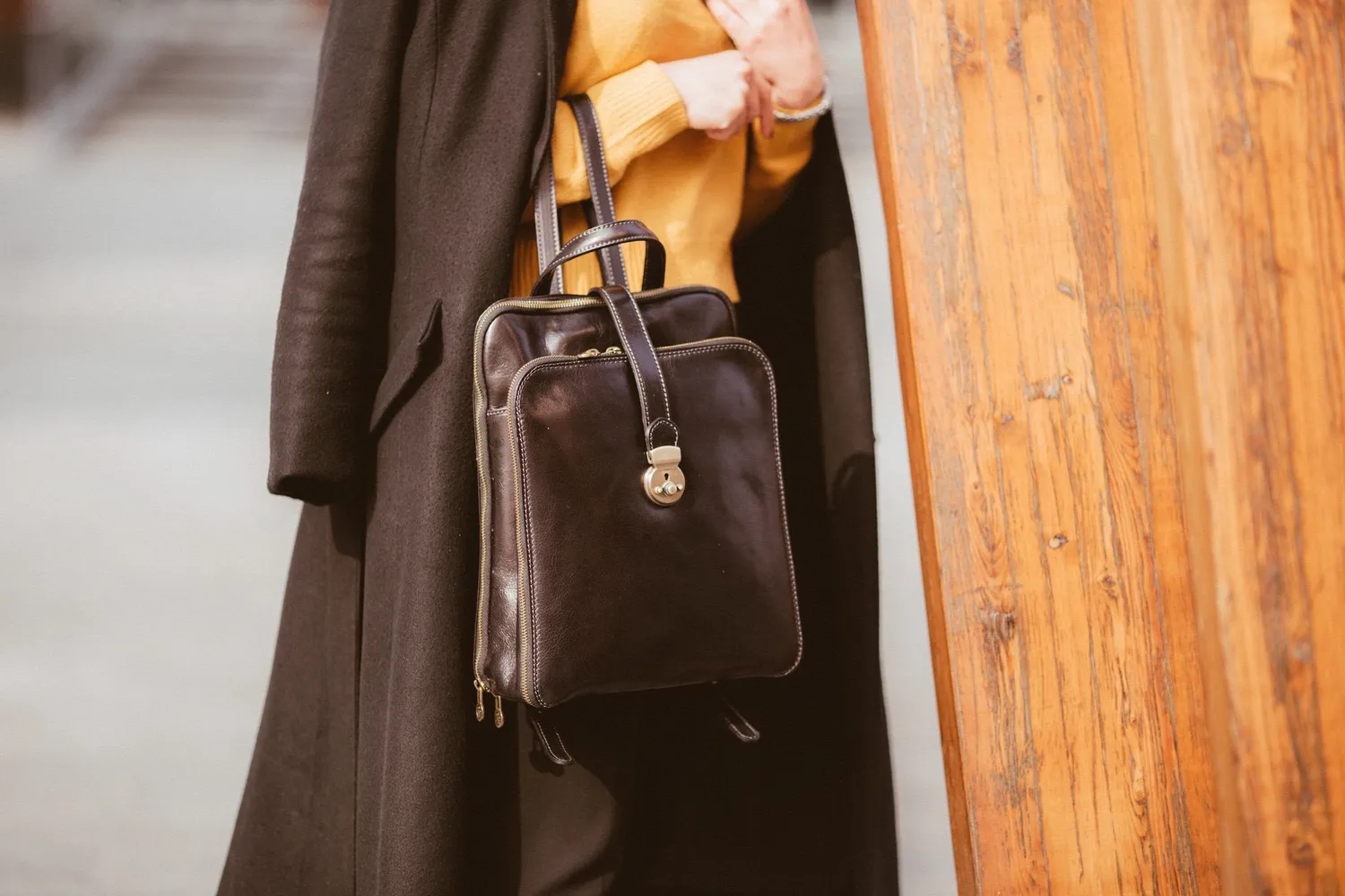 Aigin Milano Leather Backpack zaino marrone chiaro pelle