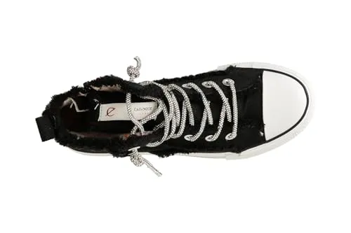 CafèNoir Sneaker Mid Canvas Lacci Strass Sneakers Bianco