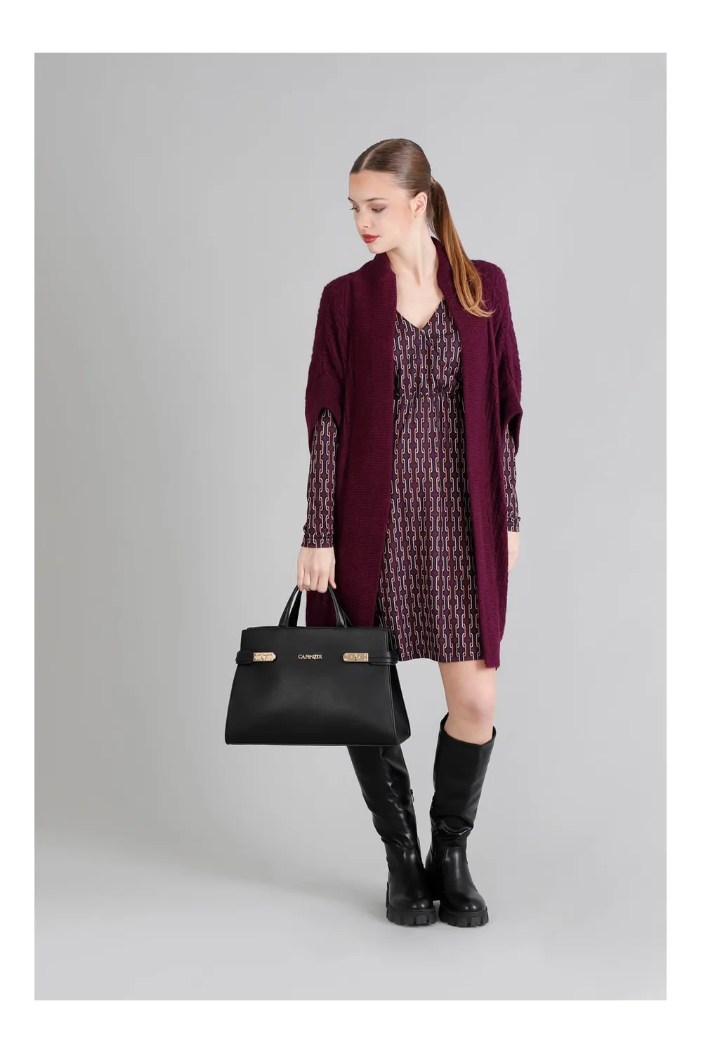CafèNoir Tote Donna Nera Effetto Bottalato Metallo