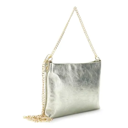 CafèNoir Pochette Pelle Metallizzata Catena Donna Oro