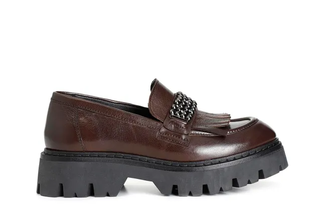 CafèNoir Mocassino Donna Pelle Frange Gioiello T.Moro 39