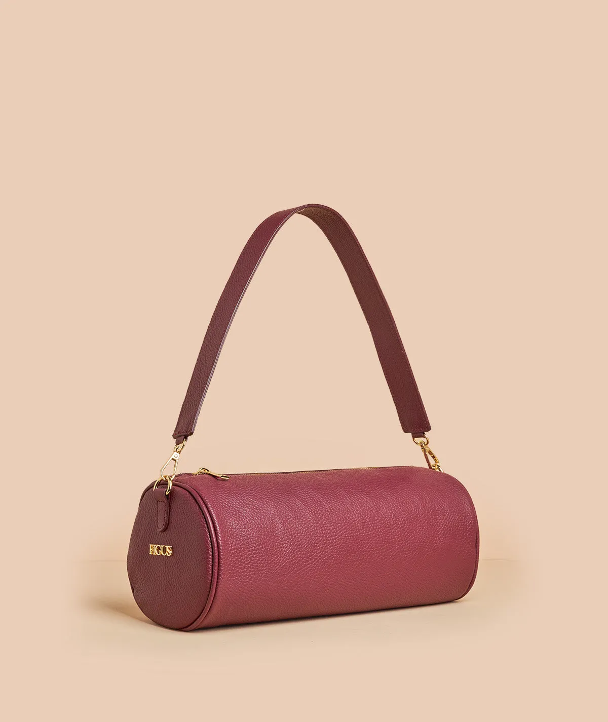 Figus Cilindro borsa pelle martellata arancione tracolla