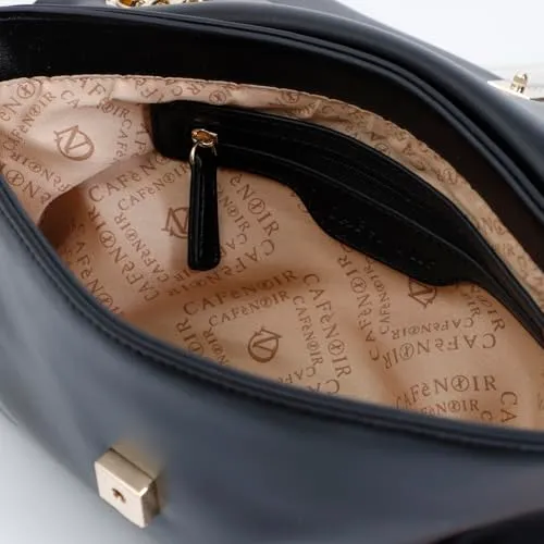 CafèNoir Pattina Catena Smaltata Borsa a Tracolla Nera