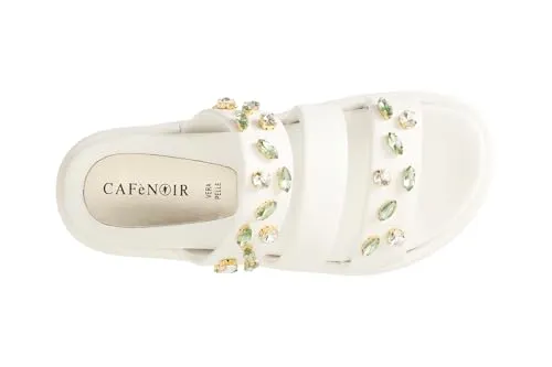 CafèNoir Ciabatte 3 Fasce Strass Bianche 39 EU zeppa