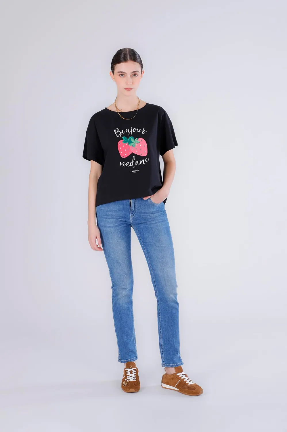 CafèNoir Fragole T-Shirt Donna Nera Taglia M Cotone