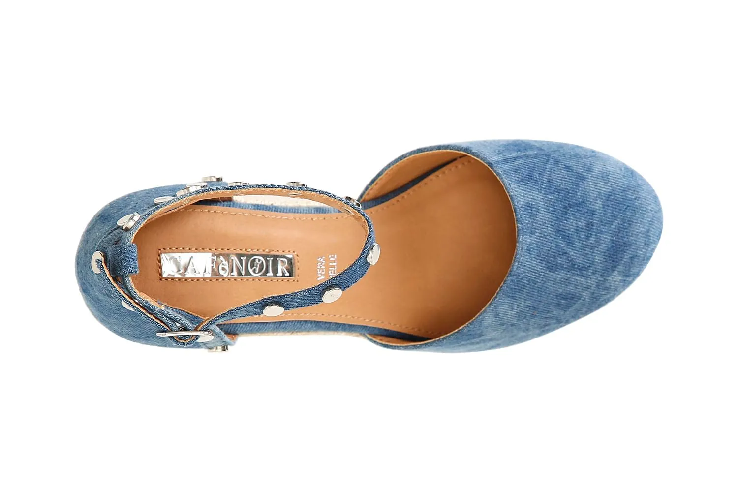CafèNoir Décolleté Canvas Jeans con Zeppa Corda