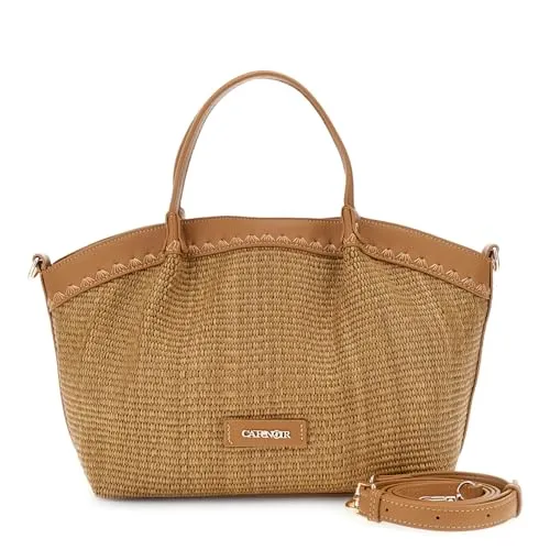 CafèNoir Pannello Frontale borsa a mano nocciola effetto rafia