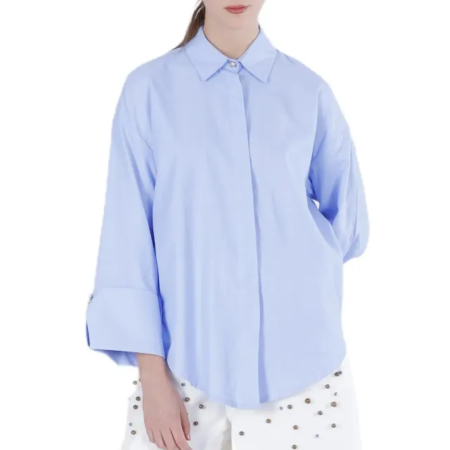 CafèNoir Oxford Camicia Donna Celeste Cotone Gioiello