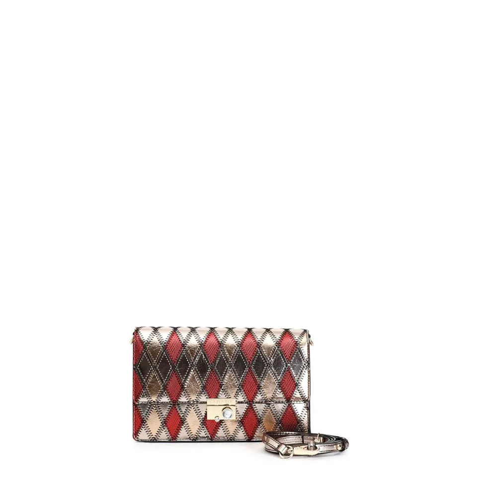 CafèNoir Pochette Rombi Patchwork Multicolor con Strass