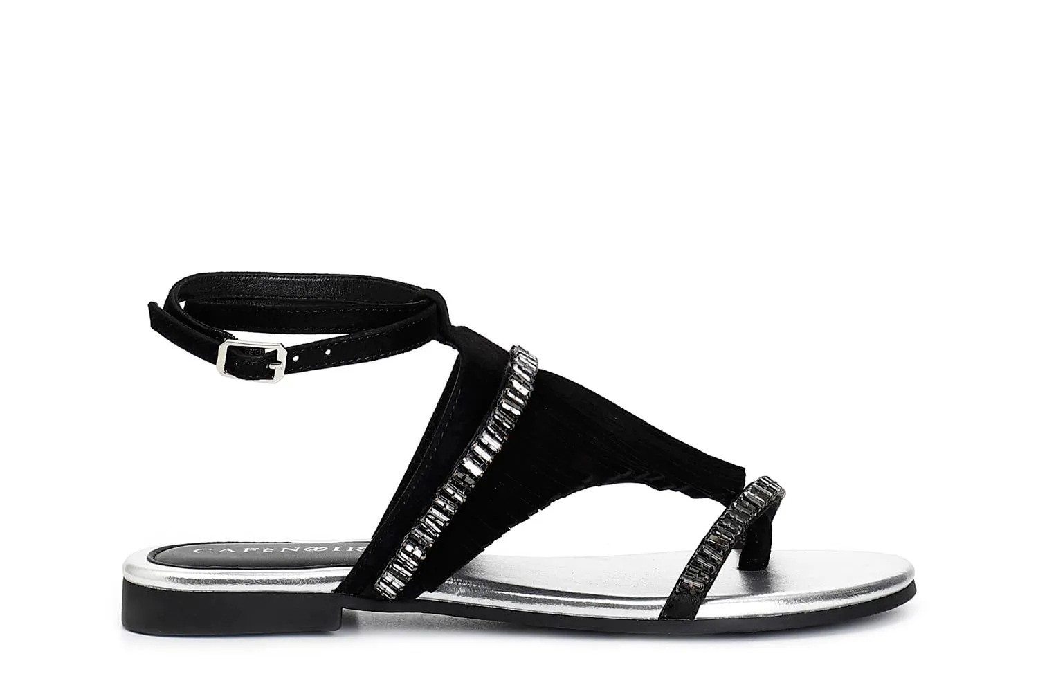 CafèNoir Infradito Camoscio Marrone 39 EU Frange Strass