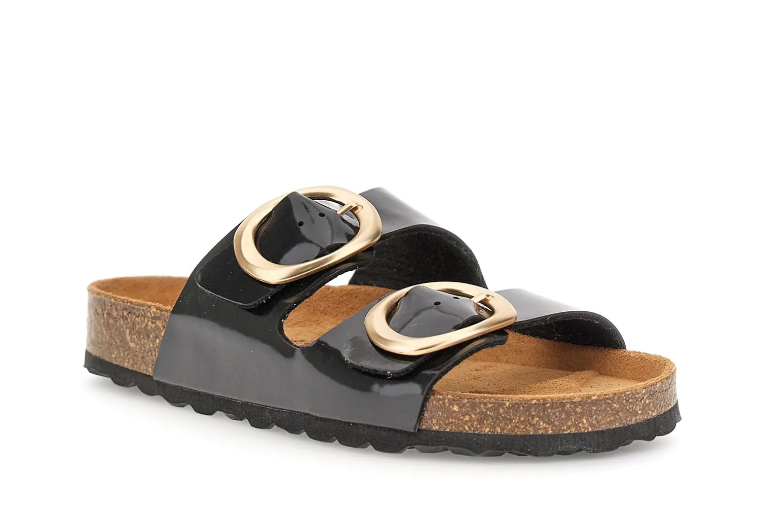 CafèNoir Sandali Ciabatta Platform Vernice Neri Doppia Fibbia 39