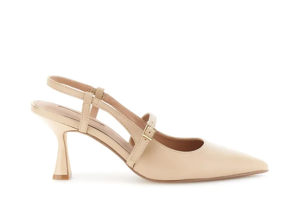 CafèNoir Décolleté Slingback Effetto Pelle con Fibbia Tacco Rocchetto