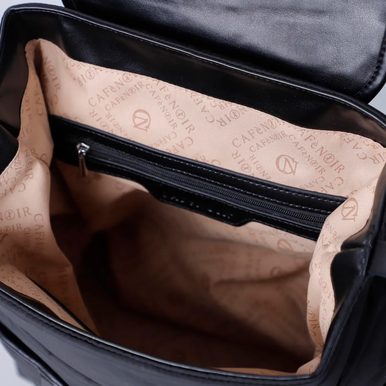 CafèNoir Zaino nylon nero fibbie 29 cm