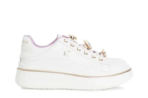 CafèNoir sneakers pelle bianche strass plateau