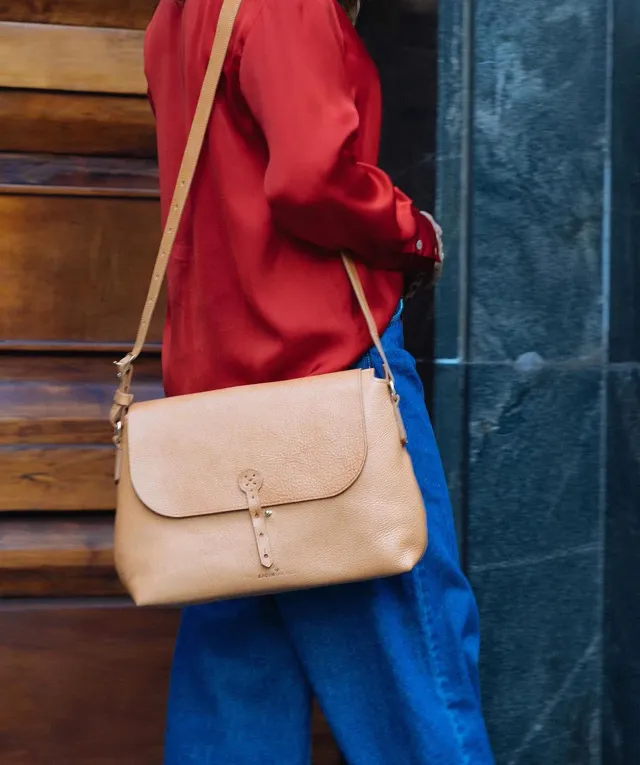Aigin Milano Borsa Tracolla Pelle Miele Cross-Body