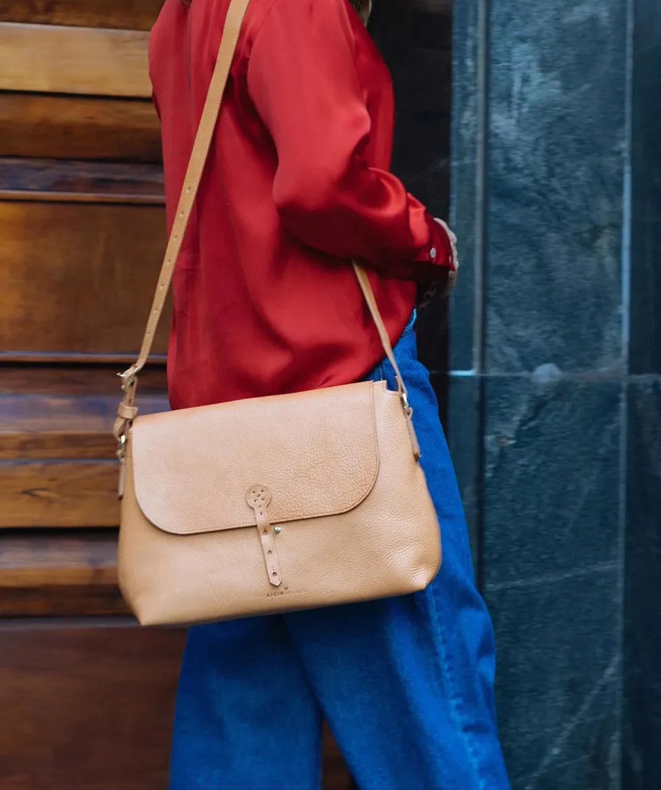 Aigin Milano Borsa Tracolla Pelle Miele Cross-Body