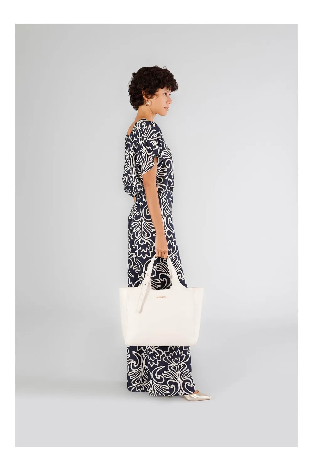 CafèNoir Infilatura shopping bag bianca oro